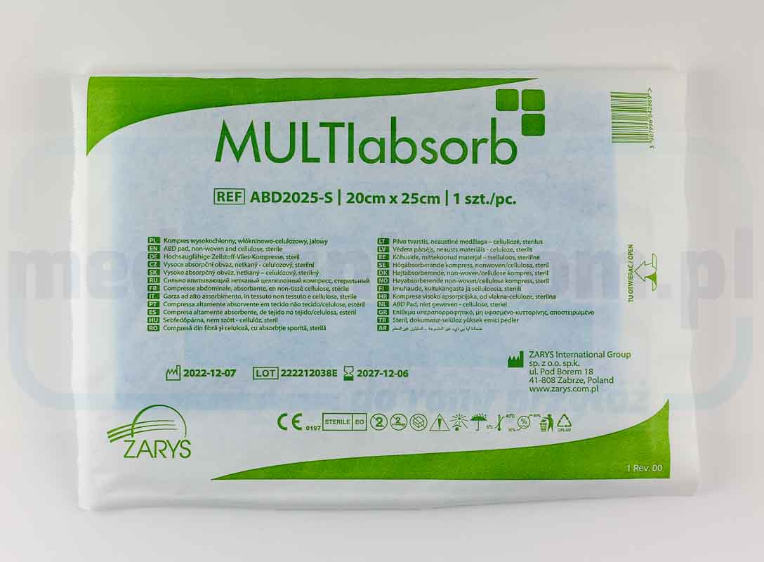 MULTIabsorb S 10cm x 10cm 1St. Hochsaugfähige Kompresse; Vliesstoff aus Zellulose, steril